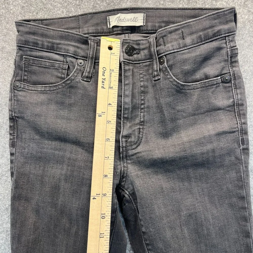 Madewell Jeans Women's 26‎ 9 Inch HIgh Rise Black Distressed Raw Hem Denim